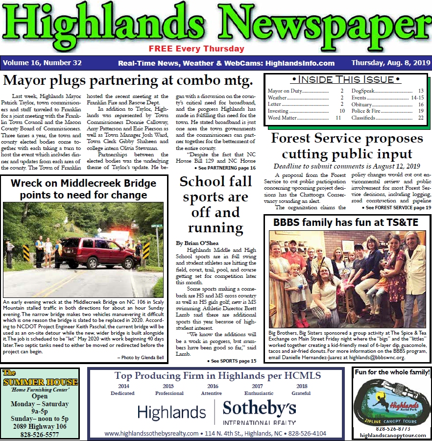 Highlands Newspaper Highlands NC